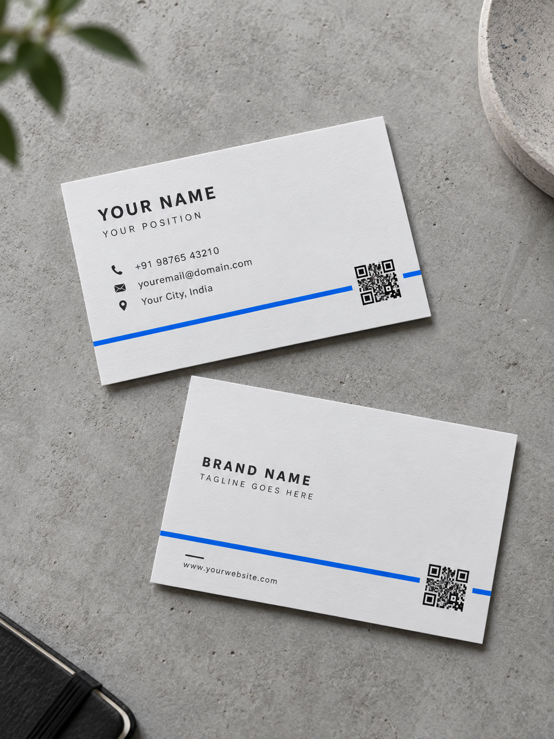 Business card with QR code — connect clients to your portfolio, social media, and contact information instantly